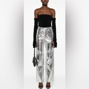 ROTATE Birger Christensen Embossed Crocodile Metallic Pant, US sz 6